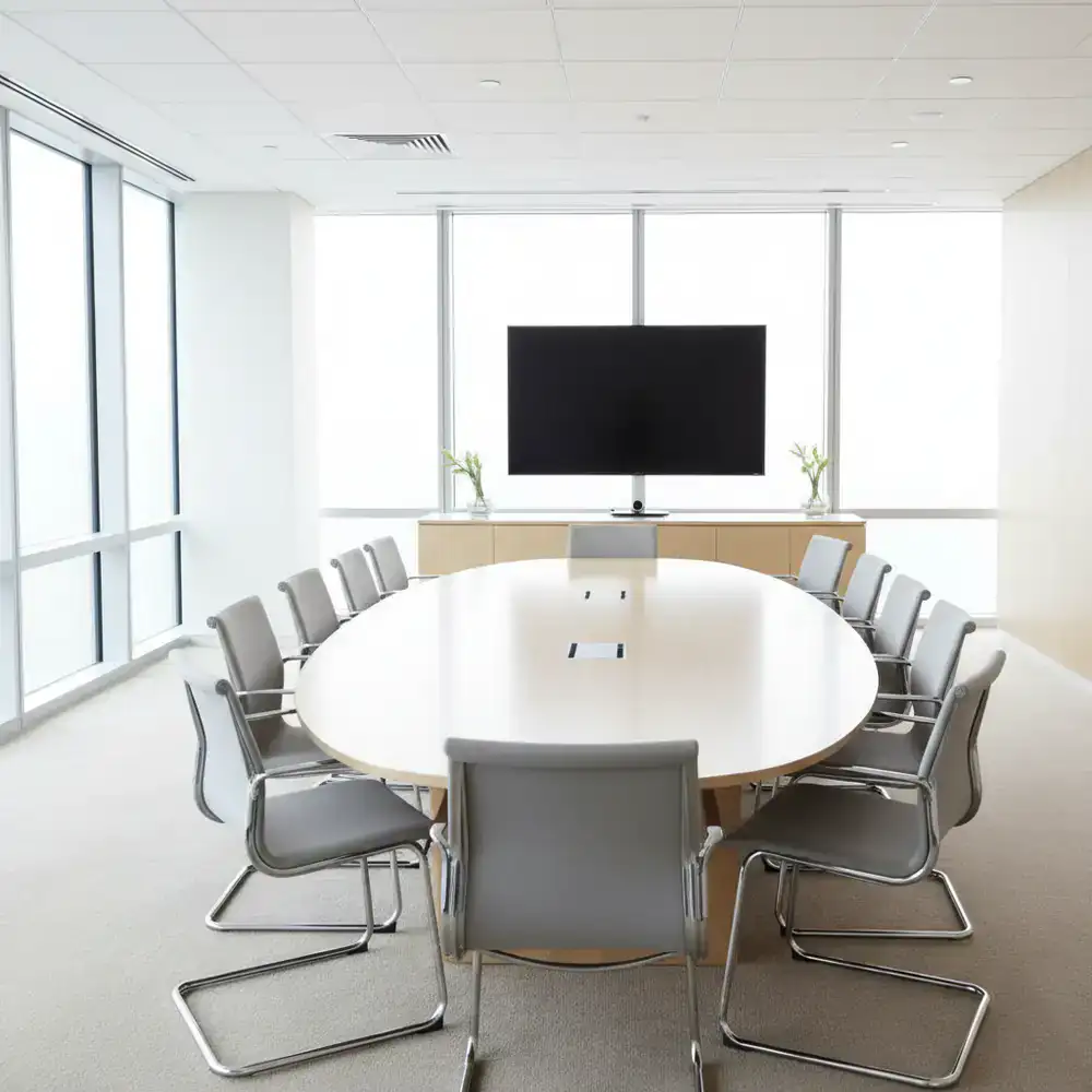Pristine corporate meeting room cleaned by OfficeShine Services